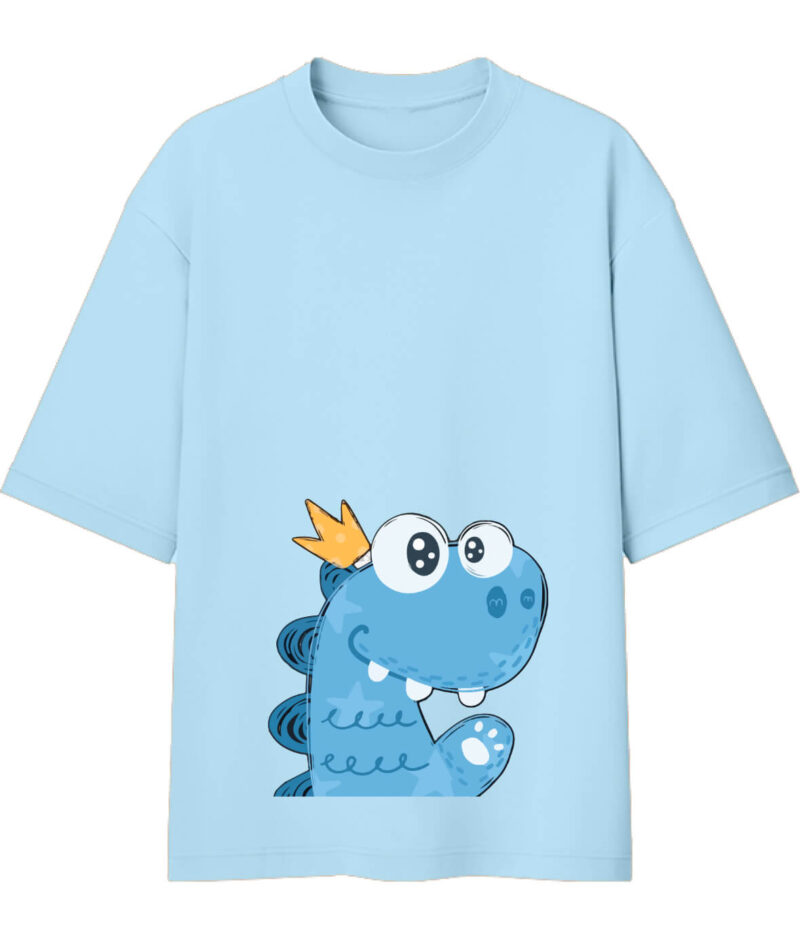 Sky Blue Cute Dragon Oversized Tshirt