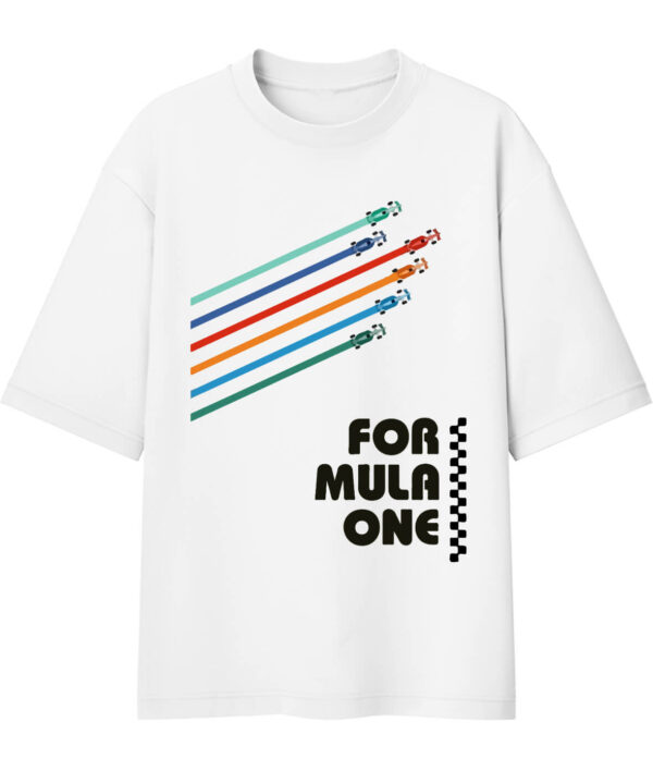 White Formula one Oversized Tshirt