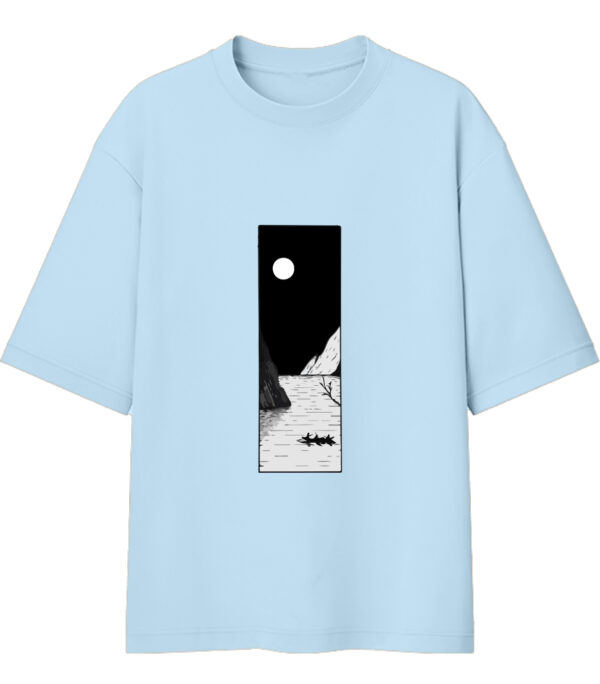 Sky Blue Canvas Art Oversized Tshirt